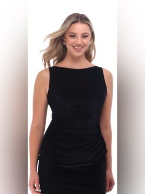 NWT-Large Whimsical fairy Y2K Black 
Ruched sides Sleeveless Velvet Dress